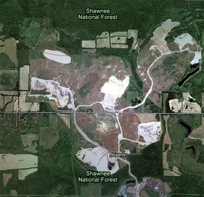 Satellite photo depicts the scars of strip mining in Southern Illinois